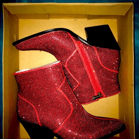 2 pairs of brand new !!! red and black Jessica Simpson new sparkly boots - Picture 5 of 12